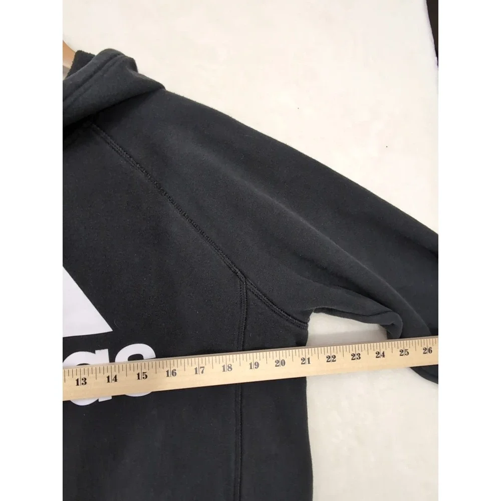 Adidas Hoodie Sweatshirt Mens M Black White Logo Athletic‎ Casual Gym Pullover